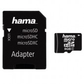 Card de memorie microSDHC 8GB + adaptor class 4 HAMA