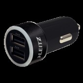 Duo-incarcator USB pentru masina negru LEITZ Complete Traveller