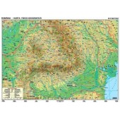 Harta plastifiata Romania fizica-geografica + harta contur 160 x 120cm STIEFEL