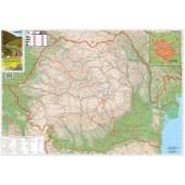 Harta pliata Romania rutiera si Bucuresti zona centrala 100 x 70cm STIEFEL