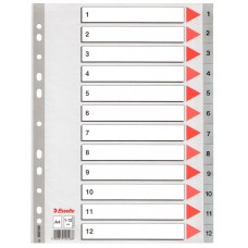 Index din plastic (PP) index 1-12 A4 Esselte