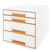 Cabinet cu sertare 4 sertare alb/portocaliu LEITZ WOW
