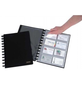 Mapa A4, pentru 192 carti de vizita, AURORA Adoc - coperta neagra