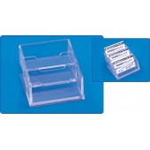 Suport plastic pentru 3 seturi carti de vizita, pentru birou, KEJEA - transparent